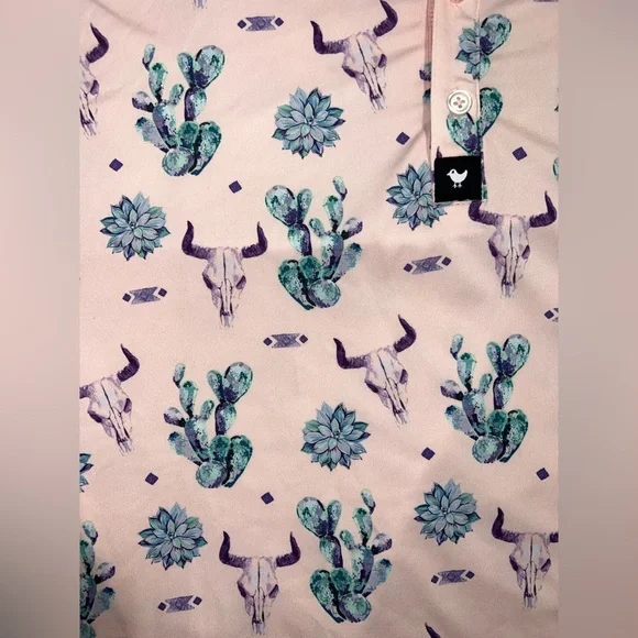 Bad Birdie Pink and Purple Cactus Polo - Picture 4 of 4